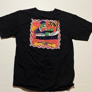 Hanes T-Shirt Men's M Black Short Sleeve US Navy Anchor Double Sided Graphic Tee